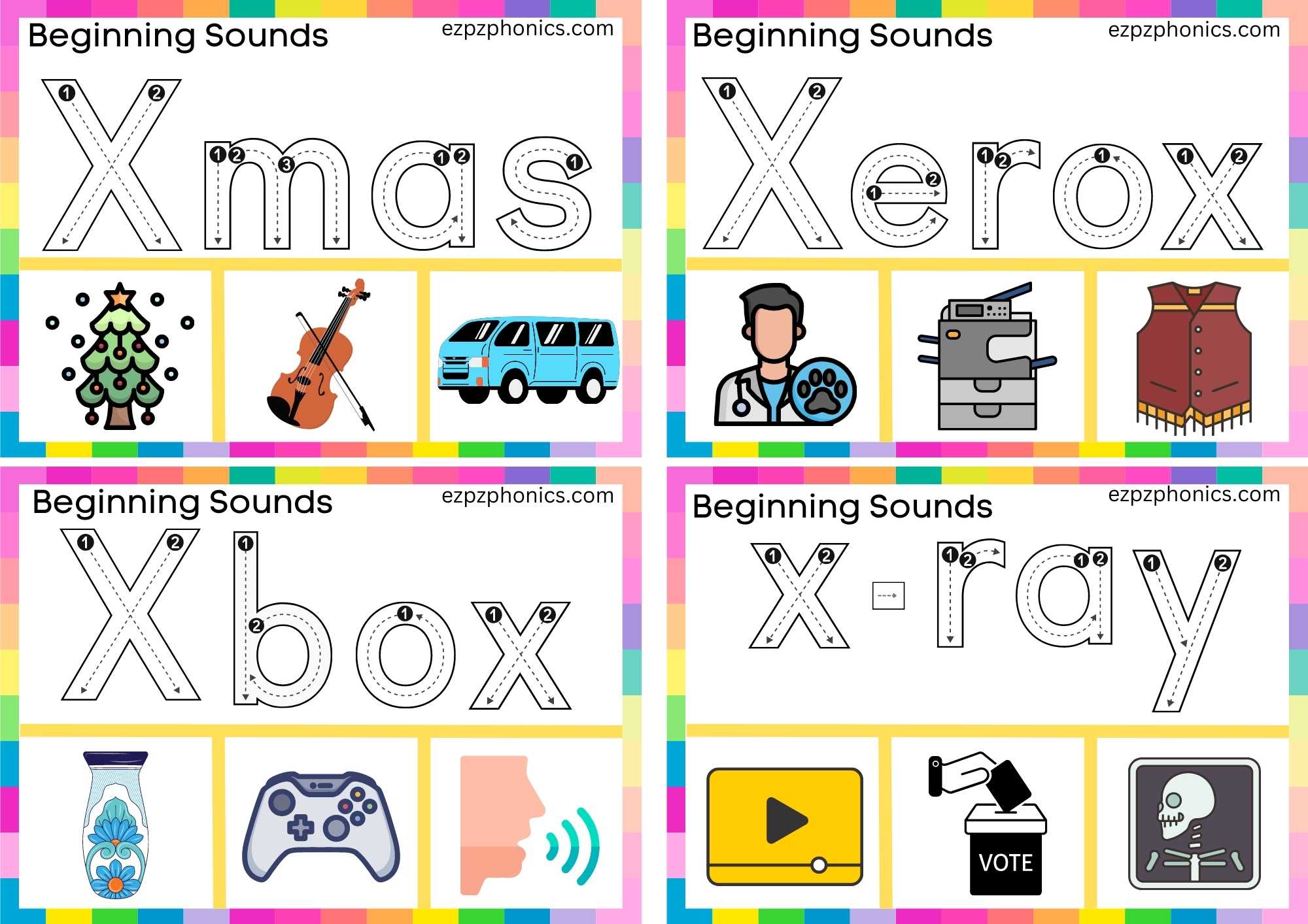 6 X Beginning Sound Clip Cards